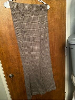 HALARA Brown Plaid Boot Cut Pants